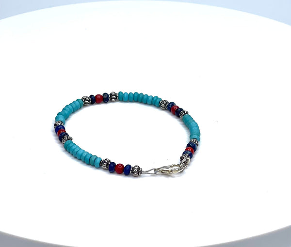 Turquoise Lapis Coral Southwestern Style Bracelet