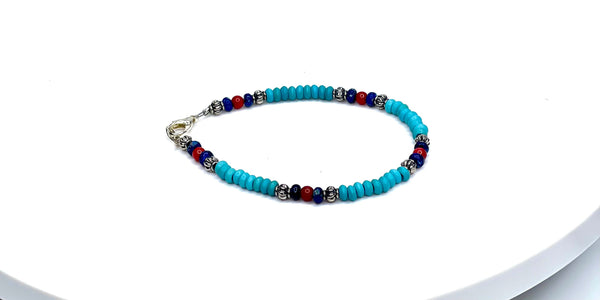 Turquoise Lapis Coral Southwestern Style Bracelet