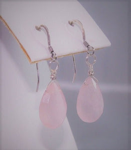 Pink Briolette Rose Quartz Earrings