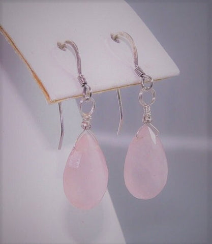 Pink Briolette Rose Quartz Earrings