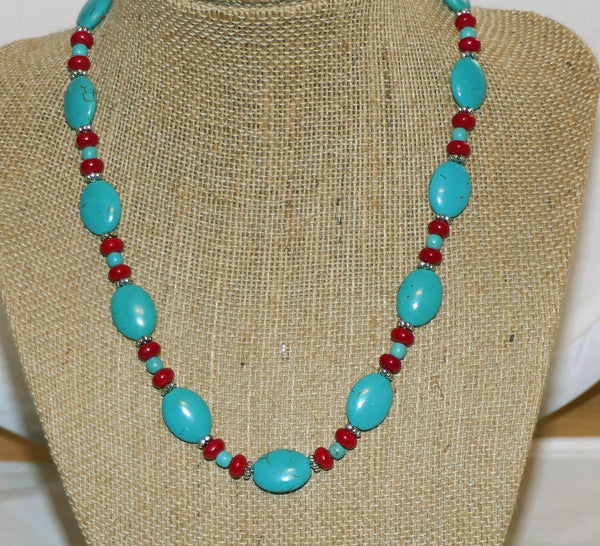 Carolina Sundance Turquoise Coral Bali Style Necklace