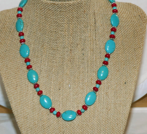 Carolina Sundance Turquoise Coral Bali Style Necklace