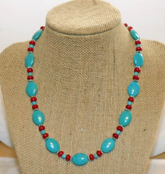 Carolina Sundance Turquoise Coral Bali Style Necklace