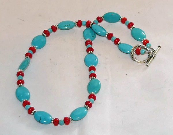 Carolina Sundance Turquoise Coral Bali Style Necklace