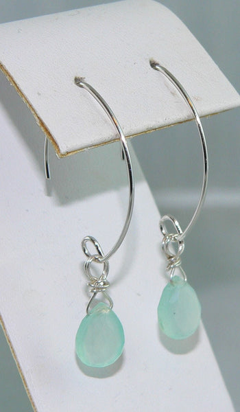 Carolina Shores Sea Foam Green Chalcedony Briolette Earrings