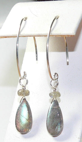 Dew Drops Labradorite Teardrop Earrings