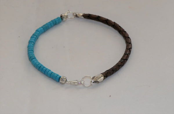 Turquoise Beaded Leather Bracelet