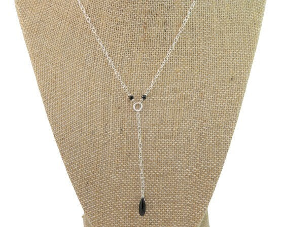 Alluring Long Black Spinel Y Style Necklace