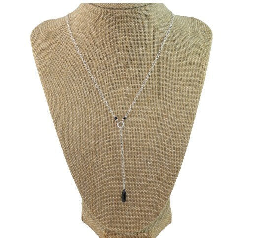 Alluring Long Black Spinel Y Style Necklace