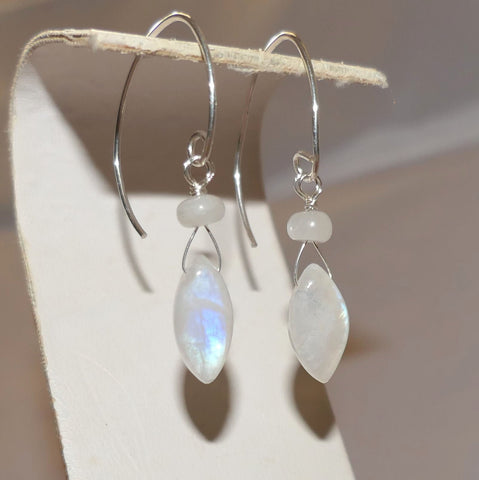 Rainbow Moonstone Marquise Earrings