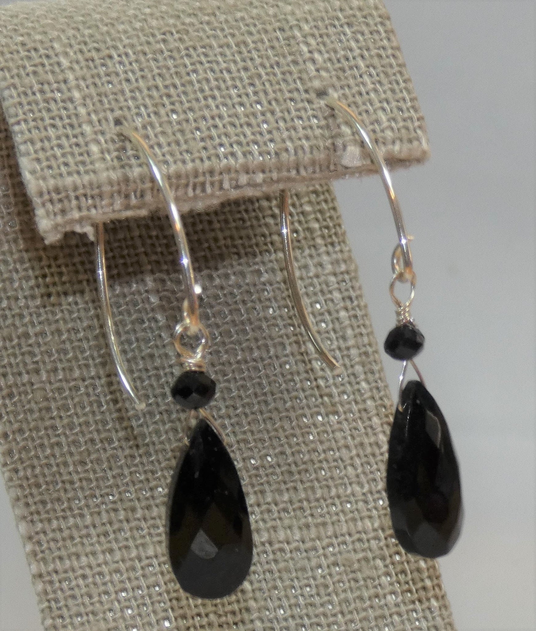 Onyx Spinel Teardrop Earrings