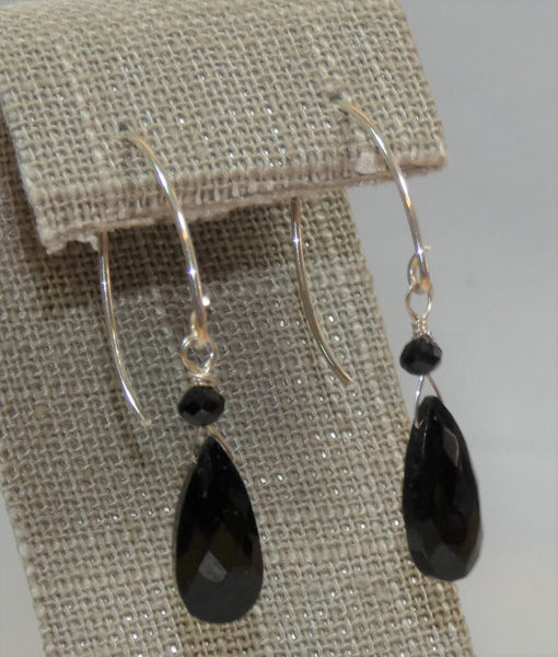 Onyx Spinel Teardrop Earrings