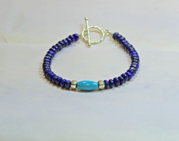 Genuine Turquoise Lapis Lazuli Sterling Silver Necklace
