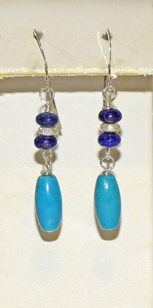 Genuine Turquoise Lapis Lazuli Sterling Silver Necklace