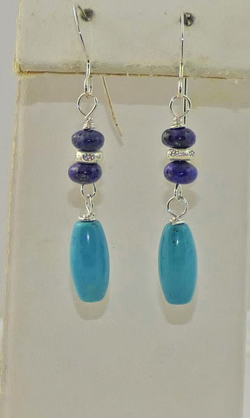 Genuine Turquoise Lapis Lazuli Sterling Silver Necklace