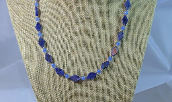 Sodalite Blue Agate Sterling Silver Necklace