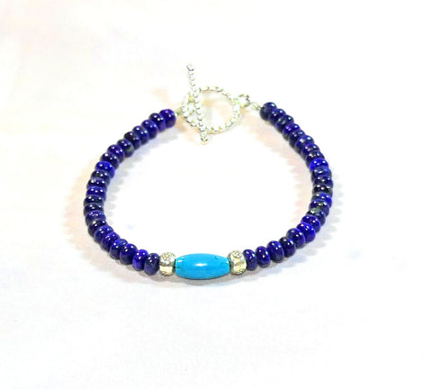 Genuine Turquoise Lapis Bracelet