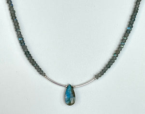 Blue Flash Labradorite Necklace Labradorite Beaded Necklace Sundance Necklace Labradorite Necklace
