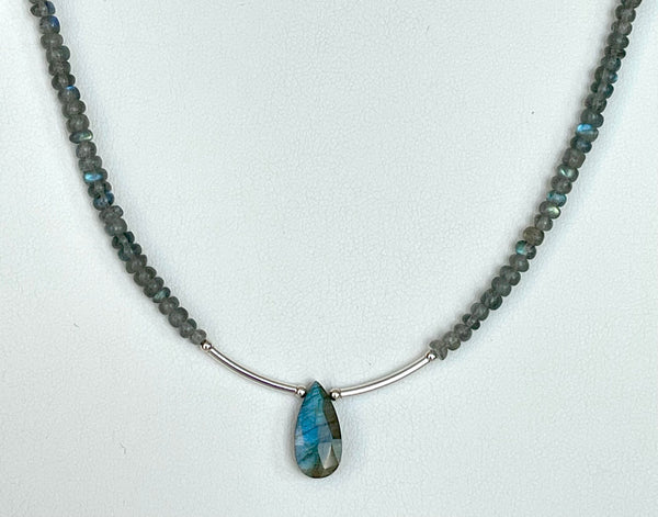 Blue Flash Labradorite Necklace Labradorite Beaded Necklace Sundance Necklace Labradorite Necklace
