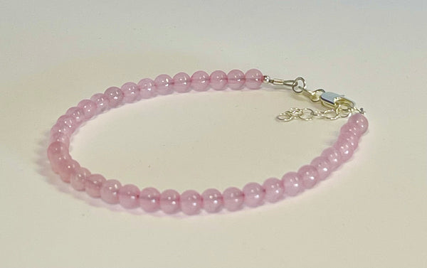 Sterling Silver Rose Quartz Beaded Bracelet Adjustable Rose Quartz Bracelet Sundance Style