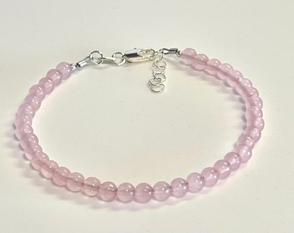 Sterling Silver Rose Quartz Beaded Bracelet Adjustable Rose Quartz Bracelet Sundance Style