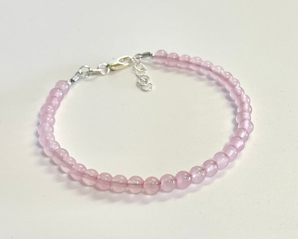 Sterling Silver Rose Quartz Beaded Bracelet Adjustable Rose Quartz Bracelet Sundance Style