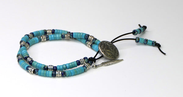 Turquoise Lapis Southwestern Leather Bracelet