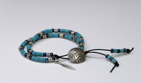 Turquoise Lapis Southwestern Leather Bracelet