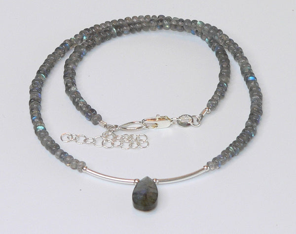 Blue Flash Labradorite Necklace Labradorite Beaded Necklace Sundance Necklace Labradorite Necklace