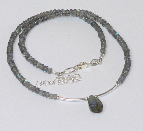 Blue Flash Labradorite Necklace Labradorite Beaded Necklace Sundance Necklace Labradorite Necklace