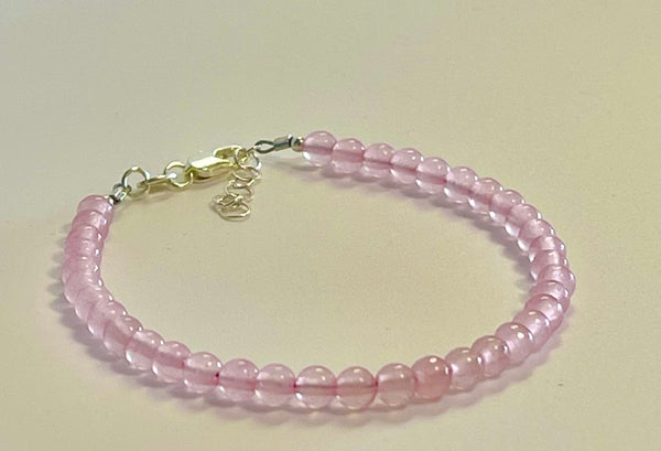 Sterling Silver Rose Quartz Beaded Bracelet Adjustable Rose Quartz Bracelet Sundance Style