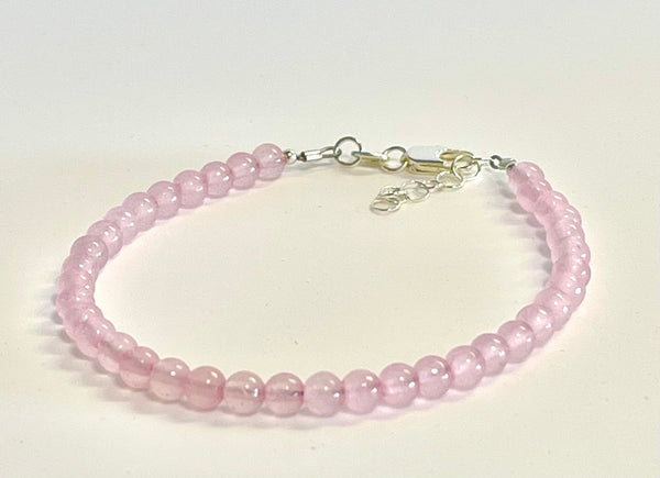 Sterling Silver Rose Quartz Beaded Bracelet Adjustable Rose Quartz Bracelet Sundance Style