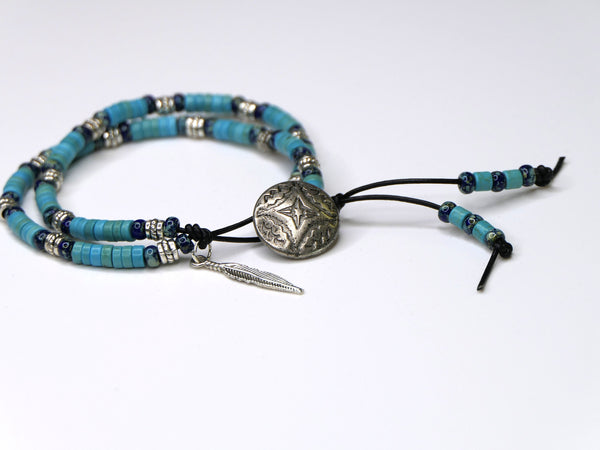 Turquoise Lapis Southwestern Leather Bracelet