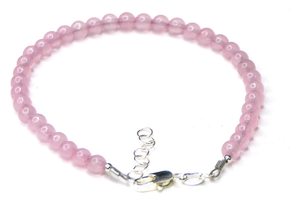 Sterling Silver Rose Quartz Beaded Bracelet Adjustable Rose Quartz Bracelet Sundance Style