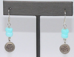 Carolina Sundance Thai Silver Om Charm Blue Peruvian Opal Earrings