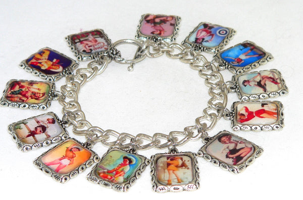 Vintage-Inspired Cowgirl Pin-Up Charm Bracelet - Unique Western Jewelry Gift for Sassy Ladies
