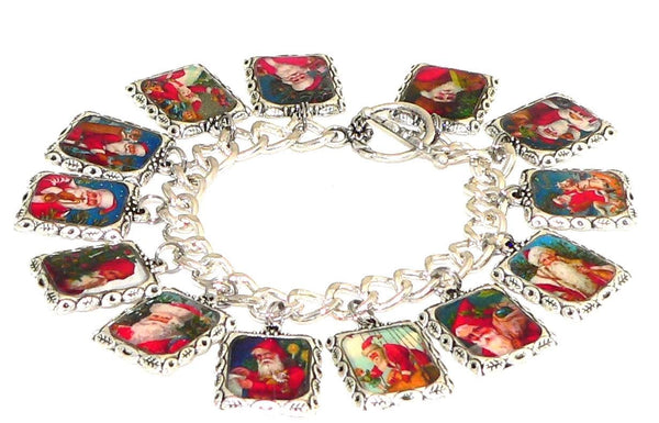 Handcrafted Christmas Art Jewelry Christmas Bracelet Vintage Holiday Jewelry Gift for Her Christmas Gift For Her Christmas Santa Bracelet