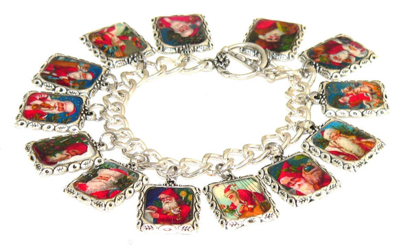 Handcrafted Christmas Art Jewelry Christmas Bracelet Vintage Holiday Jewelry Gift for Her Christmas Gift For Her Christmas Santa Bracelet