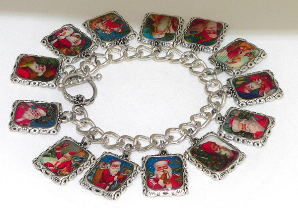 Handcrafted Christmas Art Jewelry Christmas Bracelet Vintage Holiday Jewelry Gift for Her Christmas Gift For Her Christmas Santa Bracelet