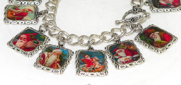Handcrafted Christmas Art Jewelry Christmas Bracelet Vintage Holiday Jewelry Gift for Her Christmas Gift For Her Christmas Santa Bracelet
