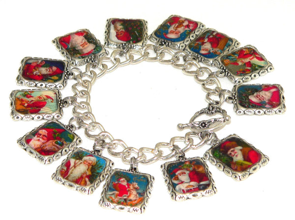 Handcrafted Christmas Art Jewelry Christmas Bracelet Vintage Holiday Jewelry Gift for Her Christmas Gift For Her Christmas Santa Bracelet