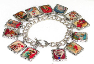 Sentimental Vintage Postcard Charm Bracelet for Valentine's Gift Valentines Day Bracelet Valentine's Charm Bracelet From Vintage Postcards