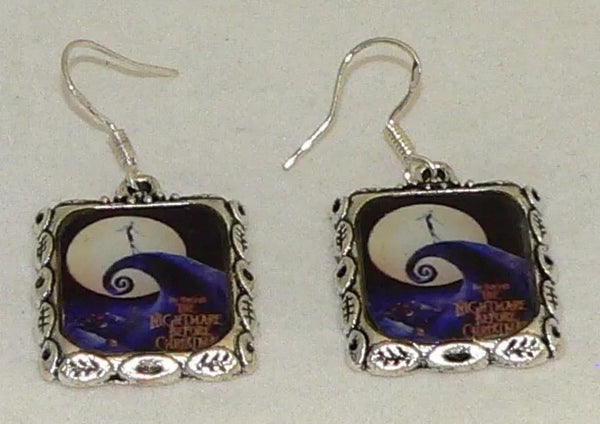 Handcrafted Tim Burton Inspired Silver Earrings Perfect for Halloween Nightmare Before Christmas Earrings