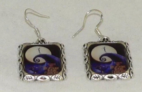 Handcrafted Tim Burton Inspired Silver Earrings Perfect for Halloween Nightmare Before Christmas Earrings