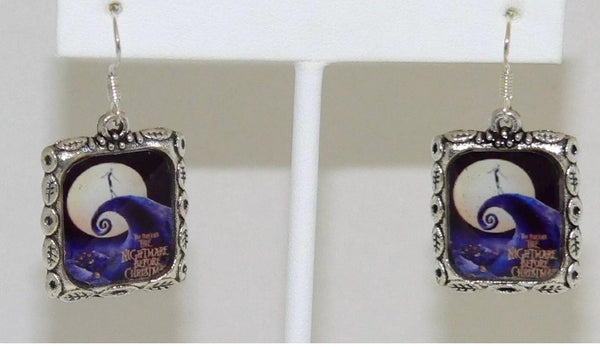 Handcrafted Tim Burton Inspired Silver Earrings Perfect for Halloween Nightmare Before Christmas Earrings