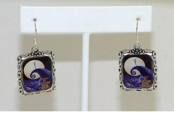 Handcrafted Tim Burton Inspired Silver Earrings Perfect for Halloween Nightmare Before Christmas Earrings