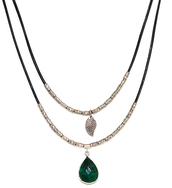 Two Strand Emerald Necklace Thai Silver Emerald Necklace Emerald Gifts For Her