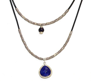 Two Strand Gemstone Necklace in Thai Silver with Blue Sapphires