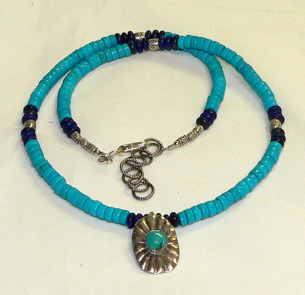 Handcrafted Bohemian Lapis Turquoise Silver Necklace for Unique Jewelry Lovers