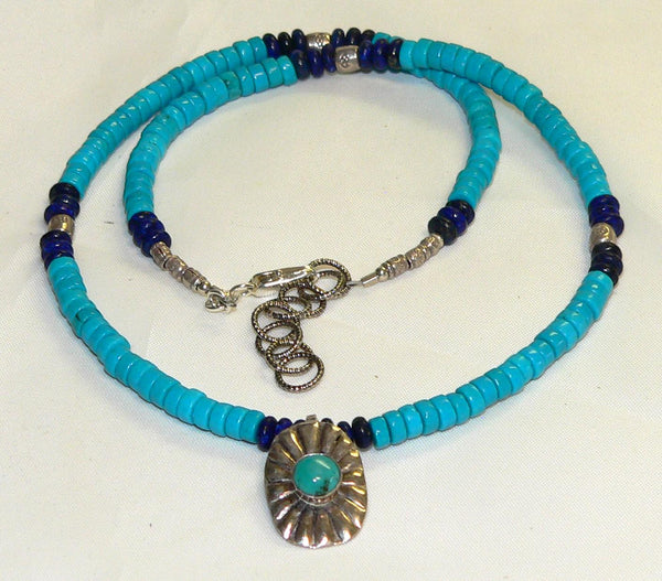 Handcrafted Bohemian Lapis Turquoise Silver Necklace for Unique Jewelry Lovers